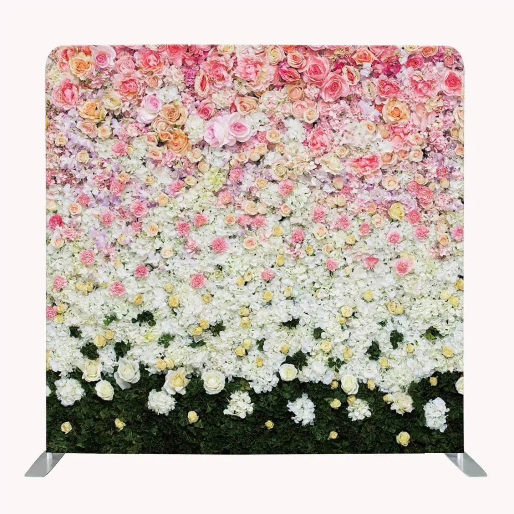 Wit met Roze bloemen